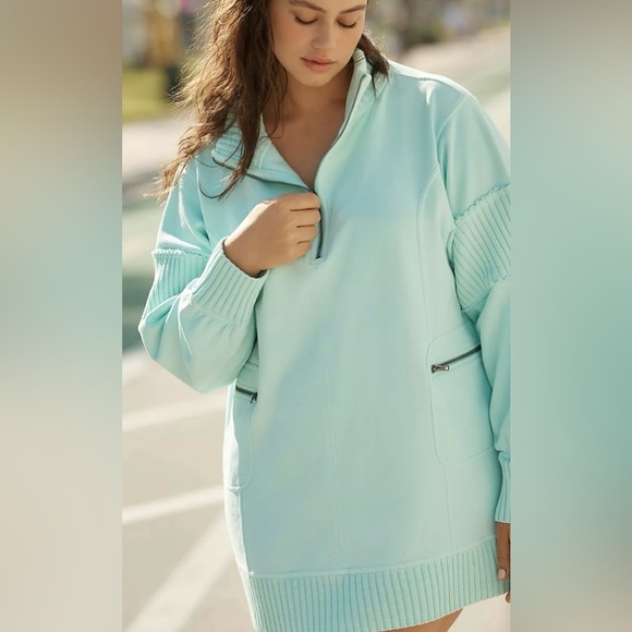 NWT Daily Practice by
Anthropologie Indy Grab
Pullover Light Blue Zip-Up Sweat - Picture 3 of 8